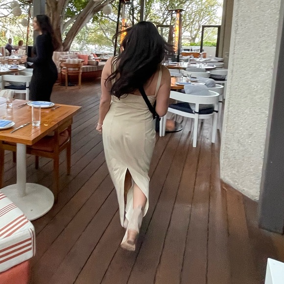 Zara Beige Lace-Up Midi Dress - Picture 4 of 7